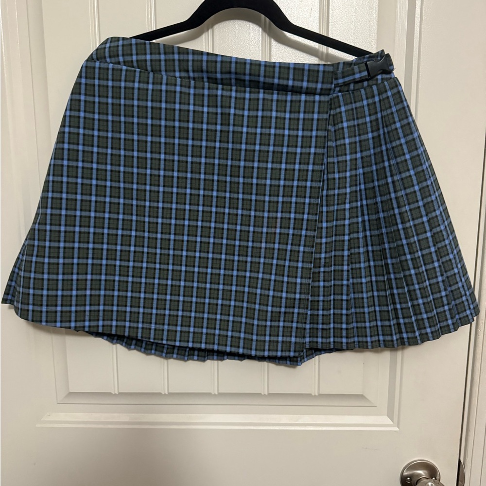 Wild Fable Blue and Black Plaid A-Line Skirt